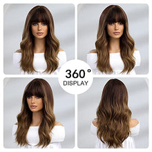 Load image into Gallery viewer, Long  Ombre Brown Wigs with bangs and body wave texture Wig Store
