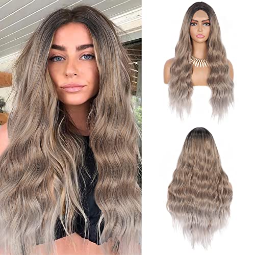 Heat Friendly Ash Blonde Lace front wig Dark Roots Wig Store