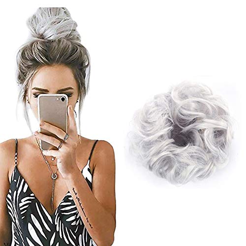 Grey Messy Hair Bun Hairpiece Wig Store
