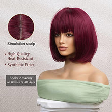 Load image into Gallery viewer, Short Straight Wine Red Bob wig Wig Store 
