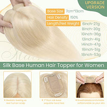 Load image into Gallery viewer, Clip in Hair Topper Human Hair with Silk Base Hairpiece
