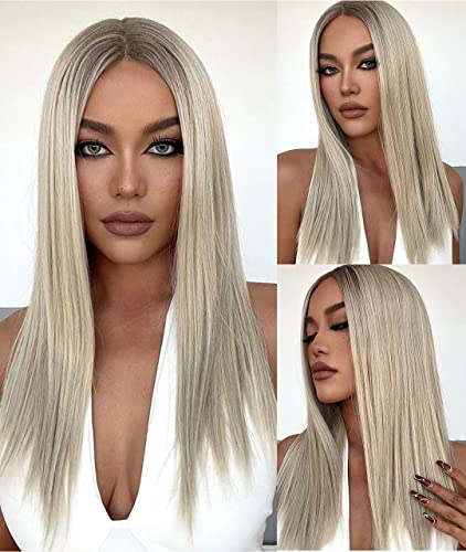 Faded Ombre Platinum Blonde Lace Front Wig Wig Store