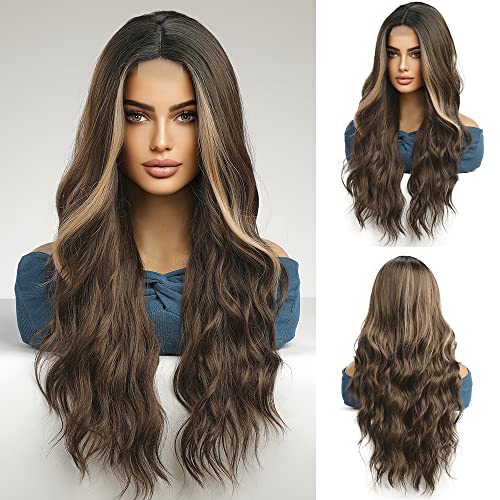Wavy Long Brown Highlight Lace Wig Wig Store 