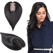 Load image into Gallery viewer, Clip in Hair Topper Human Hair with Silk Base Hairpiece
