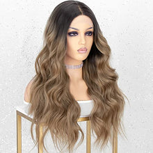 Load image into Gallery viewer, Curly Ash Blonde Lace Front Wig with Dark Roots Wig Store
