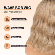 Load image into Gallery viewer, Mid Length Wavy Wig with Bangs and Highlights
