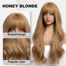 Load image into Gallery viewer, Honey Blonde Wavy Wig Synthetic Heat Resistant Fiber Wig
