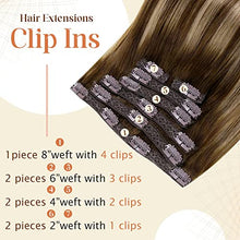 Load image into Gallery viewer, Clip in Balayage Chocolate Brown to Caramel Blonde and Brown Human  Hair Extensions Wig Store
