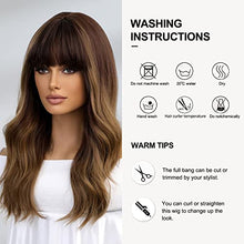 Load image into Gallery viewer, Long  Ombre Brown Wigs with bangs and body wave texture Wig Store
