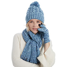 Load image into Gallery viewer, Fleece Lined Cable Knit Beanie Hat Scarf Glove Set
