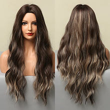 Load image into Gallery viewer, 24 inch Wavy Long Brown Middle Parting Heat Resistant Synthetic Wig Wig Store
