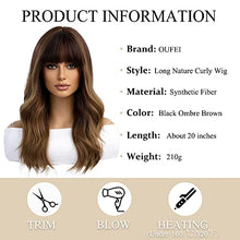 Load image into Gallery viewer, Long  Ombre Brown Wigs with bangs and body wave texture Wig Store
