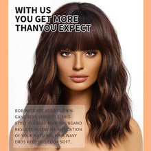 Load image into Gallery viewer, Mid Length Wavy Wig with Bangs and Highlights
