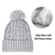 Load image into Gallery viewer, Fleece Lined Cable Knit Beanie Hat Scarf Glove Set
