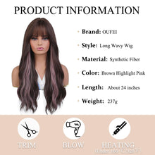 Load image into Gallery viewer, Brown Wig with Pink Highlights
