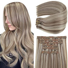 Load image into Gallery viewer, Clip in Balayage Chocolate Brown to Caramel Blonde and Brown Human  Hair Extensions Wig Store
