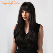 Load image into Gallery viewer, Black Wig with Bangs Heat Resistant
