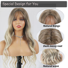 Load image into Gallery viewer, Long Body Wave Wigs with Bangs for Women Ash Blonde
