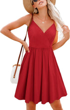 Load image into Gallery viewer, V Neck Spaghetti Strap Casual Dress with Pockets
