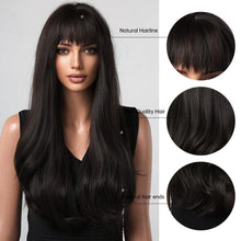 Load image into Gallery viewer, Black Wig with Bangs Heat Resistant
