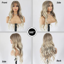 Load image into Gallery viewer, Long Body Wave Wigs with Bangs for Women Ash Blonde
