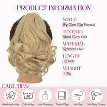 Load image into Gallery viewer, 12” Short Curly Claw Ponytail Extension Clip In On Hairpiece
