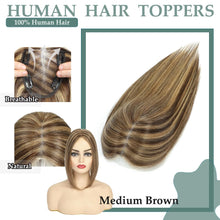 Load image into Gallery viewer, Real Human Hair Handmade Swiss Base Hair Topper
