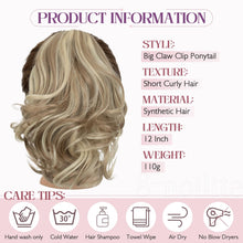 Load image into Gallery viewer, 12” Short Curly Claw Ponytail Extension Clip In On Hairpiece
