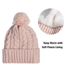 Load image into Gallery viewer, Fleece Lined Cable Knit Beanie Hat Scarf Glove Set
