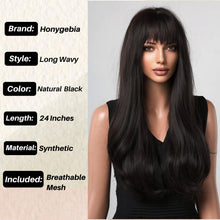 Load image into Gallery viewer, Black Wig with Bangs Heat Resistant

