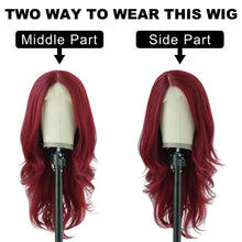 Load image into Gallery viewer, Long Wavy Red Wig Middle Part Lace Front
