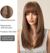 Load image into Gallery viewer, Long Straight Brown Wig with Fringe
