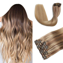 Load image into Gallery viewer, Silky Straight Human Hair Clip in Hair Extensions
