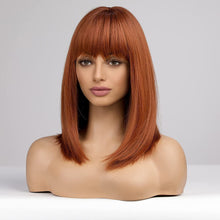 Load image into Gallery viewer, Human Hair Auburn Wig with bangs
