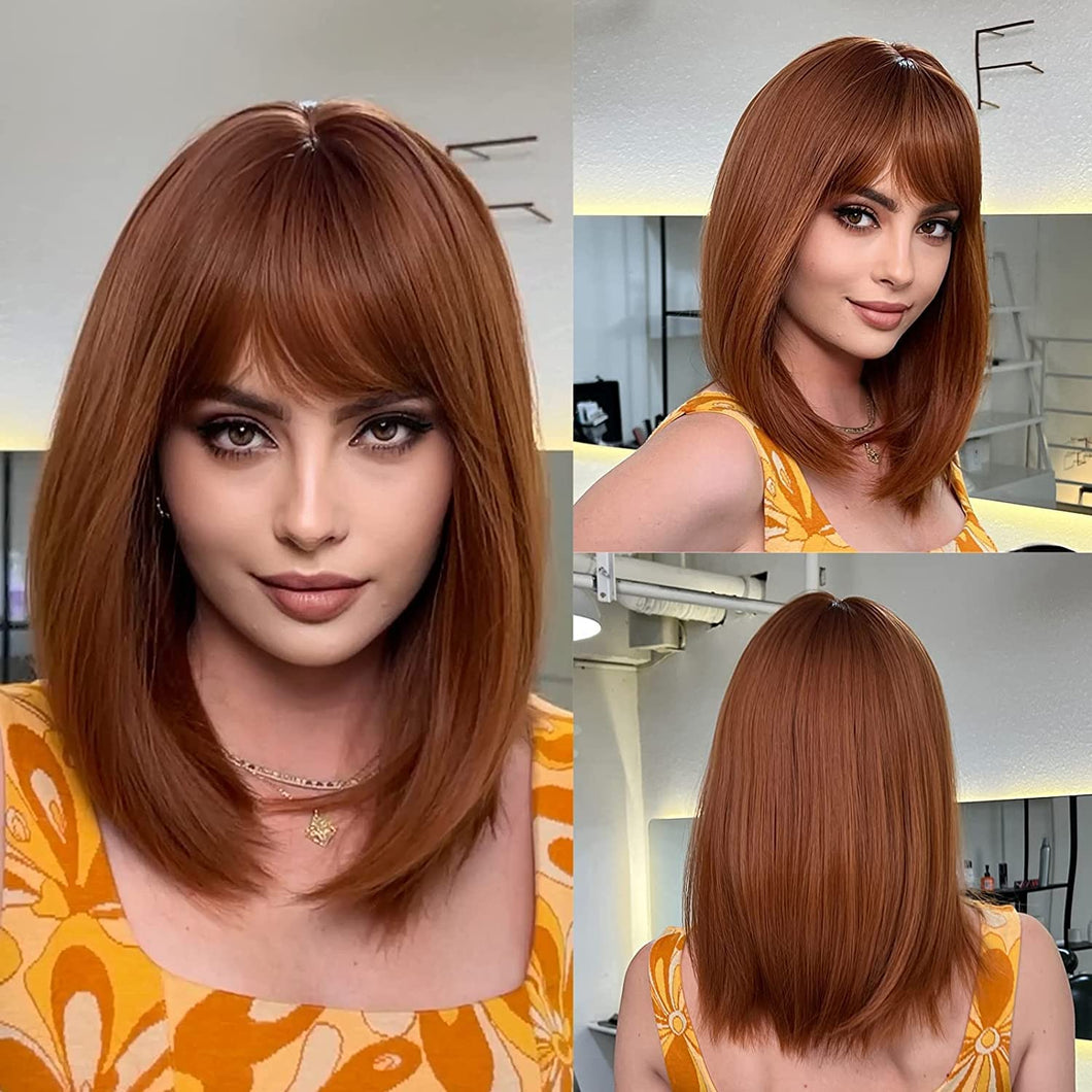 Auburn Wig with Bangs