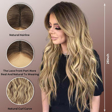Load image into Gallery viewer, Ombre Blonde Wavy WIg with Middle Part
