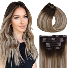Load image into Gallery viewer, Ombre Human Hair Clip in Hair Extensions Wig Store All Products
