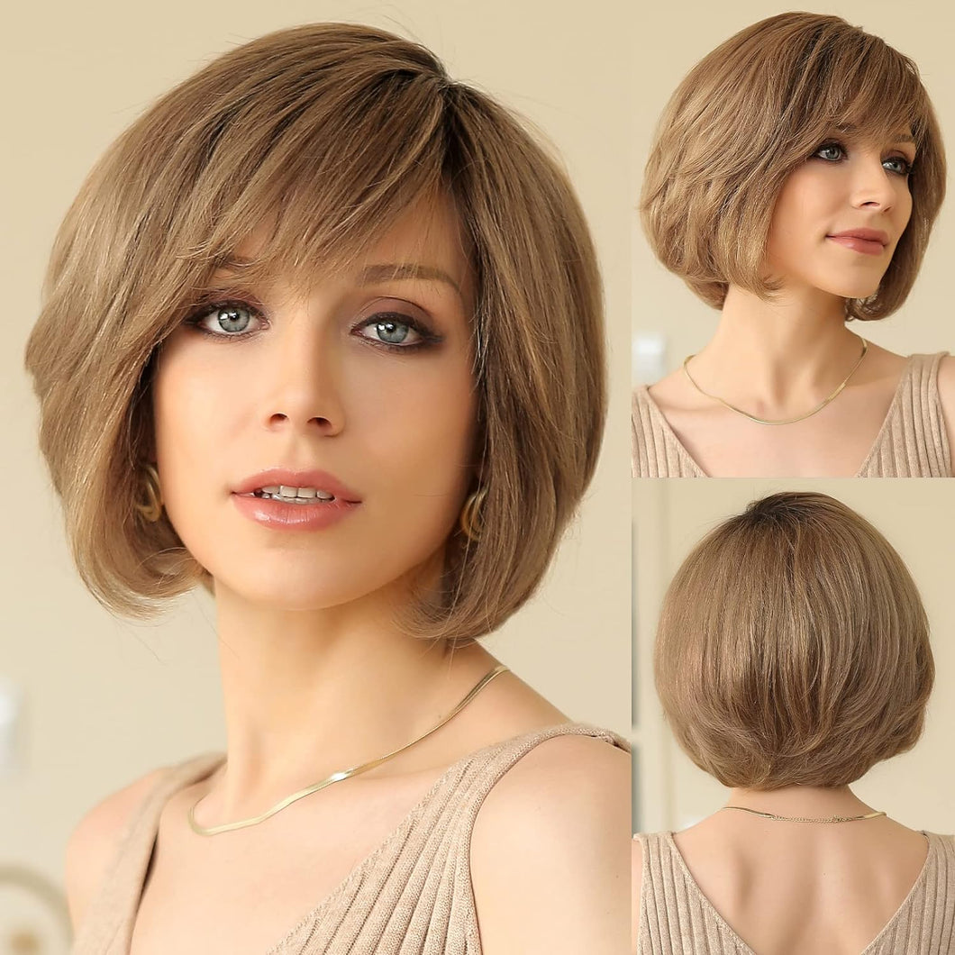 HD Hand-Tied Lace Front Human Hair Blend Wig
