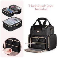 Load image into Gallery viewer, Large Makeup Cosmetic Bag with 3 Removable Cases
