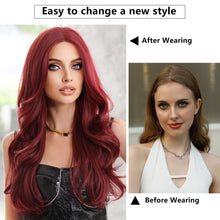 Load image into Gallery viewer, Long Wavy Red Wig Middle Part Lace Front
