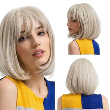 Load image into Gallery viewer, alice ombre golden blonde bob wigs with side bangs - heat resistant fiber wig ss133-1 / 10inches / canada
