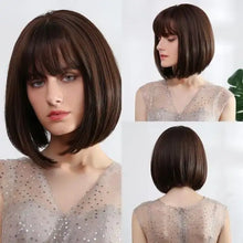 Load image into Gallery viewer, alice ombre golden blonde bob wigs with side bangs - heat resistant fiber wig ss155 / 10inches / canada
