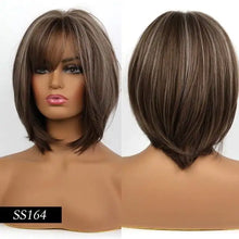Load image into Gallery viewer, alice ombre golden blonde bob wigs with side bangs - heat resistant fiber wig lc164-2 / 10inches / canada
