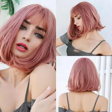 Load image into Gallery viewer, alice ombre golden blonde bob wigs with side bangs - heat resistant fiber wig ss159 / 10inches / canada
