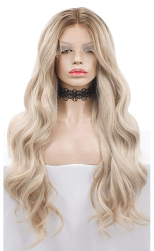 ash blonde heat friendly lace front wig