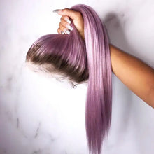 Load image into Gallery viewer, ash violet pink brazilian ombre human hair lace front wig
