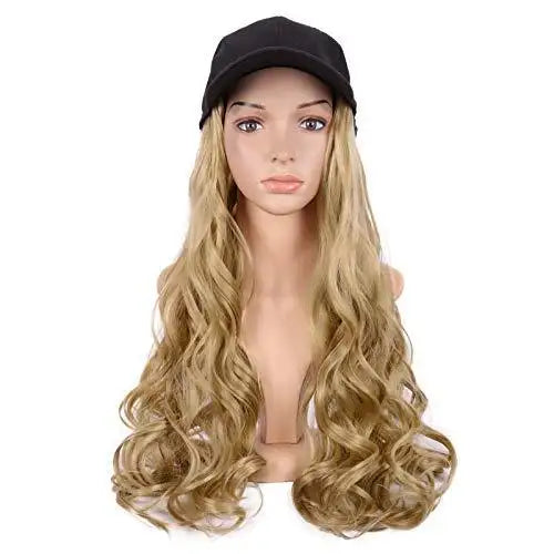 baseball cap with long curly hair extension default title