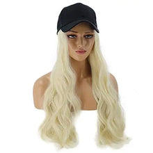 Load image into Gallery viewer, baseball cap with long curly wavy hair synthetic wig
