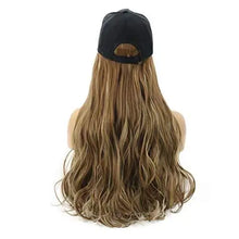 Load image into Gallery viewer, baseball cap with long curly wavy hair synthetic wig
