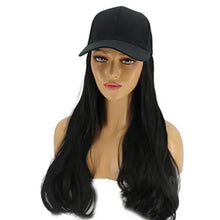 Load image into Gallery viewer, baseball cap with long curly wavy hair synthetic wig
